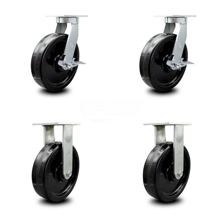Service Caster 10 Inch Extra Heavy Duty Phenolic Wheel Swivel Caster Brakes 2 Rigid SCC, 2PK SCC-KP92S1030-PHR-SLB-2-R-2